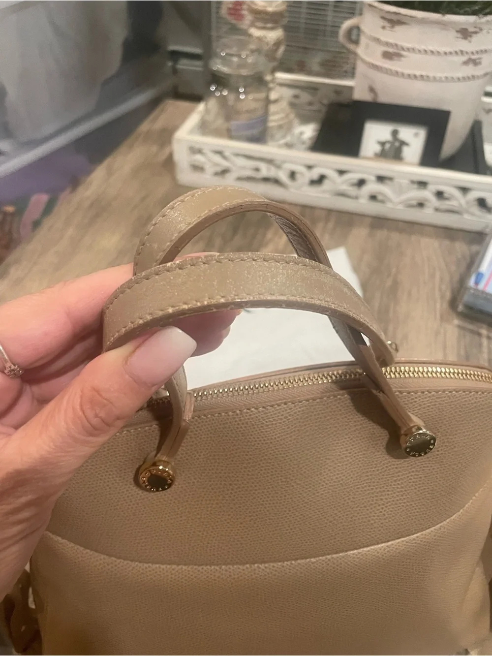 Furla Camel Tan Dome Satchel with Detachable Strap